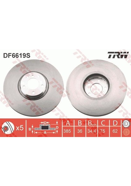 Fren Dıskı On Adet Sag Bmw X5 E70 F15 X6 E71 E72