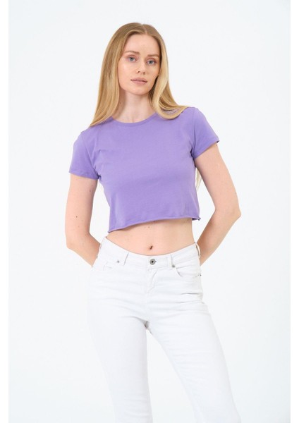 Kadın Kısa Kollu Oversize Crop