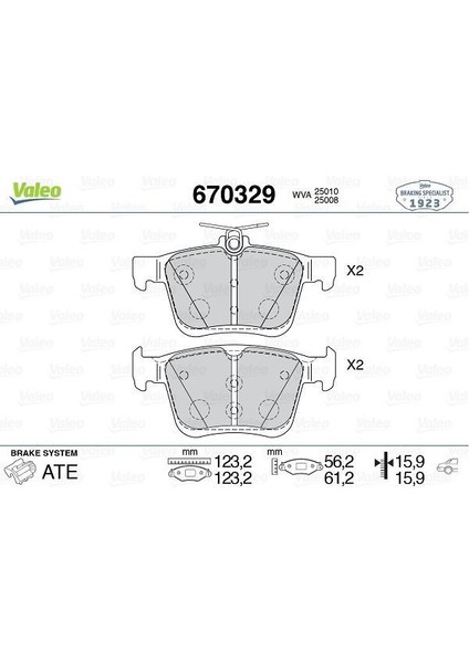 670329 - Arka Balata Vw Golf Vıı 2014 Touran T-Roc 2018 Audı A3 2014 2020 Q2 2016 Tt 2018 Seat Ateca 2016 Leon 2014-2020 Skoda Super B 2015 Karoq 2016