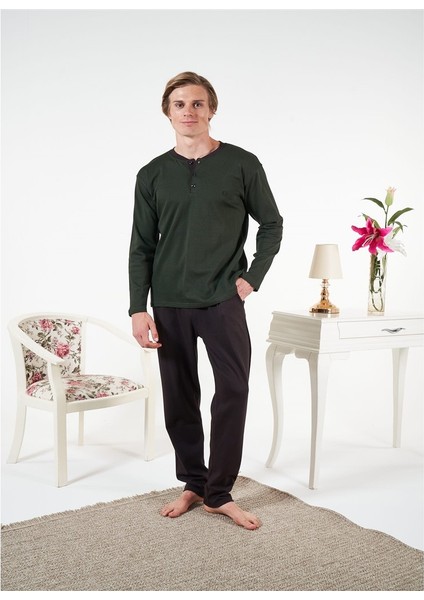 Penye Interlok Kareli Uzun Kol Erkek Pijama Takım modelleri