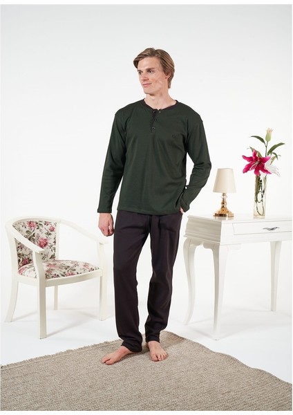 Penye Interlok Kareli Uzun Kol Erkek Pijama Takım fırsatları