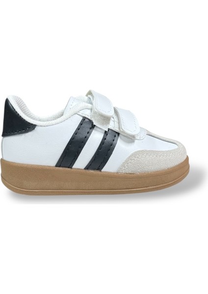 Unisex Rahat Tabanlı Hafif Esnek Ortopedik Cırtlı Günlük Çocuk Sneaker Spor Ayakkabı - Beyaz-Siyah fiyatları