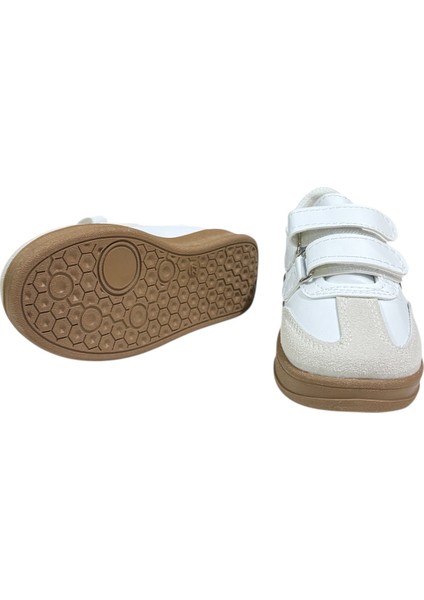 Unisex Rahat Tabanlı Hafif Esnek Ortopedik Cırtlı Günlük Çocuk Sneaker Spor Ayakkabı - Beyaz-Siyah fırsatları