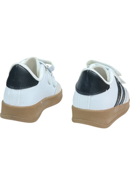 Unisex Rahat Tabanlı Hafif Esnek Ortopedik Cırtlı Günlük Çocuk Sneaker Spor Ayakkabı - Beyaz-Siyah indirimleri
