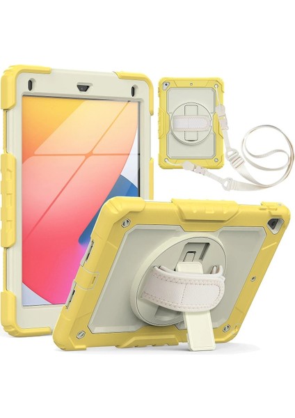 iPad 5 Air 9.7 Kılıf Strap New Tablet Kapak - Sarı - DGN046951-8369