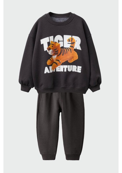 Erkek Çocuk Baskılı 3 Iplik Kumaş Pamuklu Alt Üst Takım