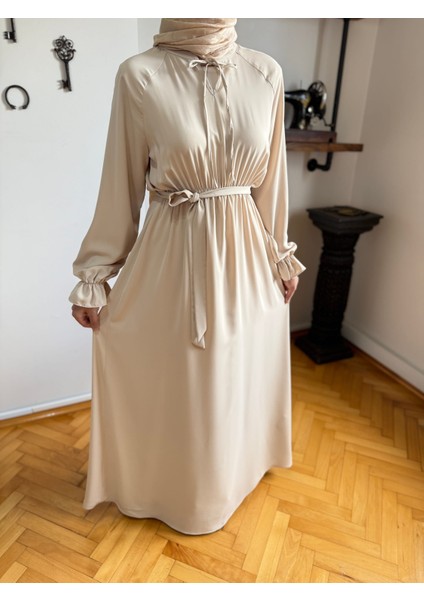 Reglan Kol Bel Lastikli Elbise 5077 modelleri