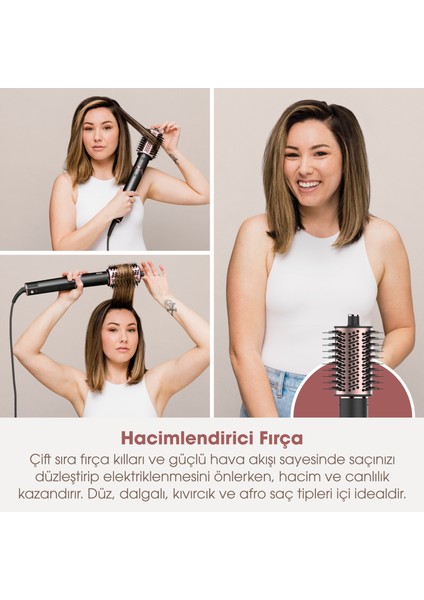 Flexstyle 3-In-1 Saç Kurutma & Şekillendirme Sistemi - Black/rose Gold modelleri