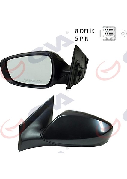 Dış Dikiz Aynası Sol Blue 12 Elektrikli Isıtmalı Siyah Kapak Düz Cam 5 Fiş VM-6451EL