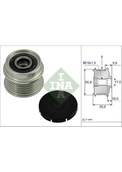 535000410 - Alternatör Gergi Rulmanı Alternatör Kasnağı Passat-A4 1.9 Tdı Afn-Avg-1z