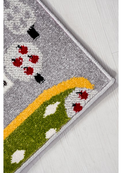 Oyun Şehri Çocuk Oyun Halısı | 3 Boyutlu Araba Yolu Desenli, Tozumaz, Kolay Temizlik, Jüt Tabanlı