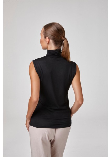 Kadın Kolsuz Boğazlı Modal Basic Bluz -Siyah C2T0N6O2 fiyatları