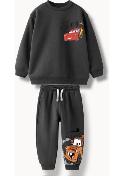 Erkek Çocuk Baskılı 3 Iplik Pamuklu Kumaş Alt Üst Takım