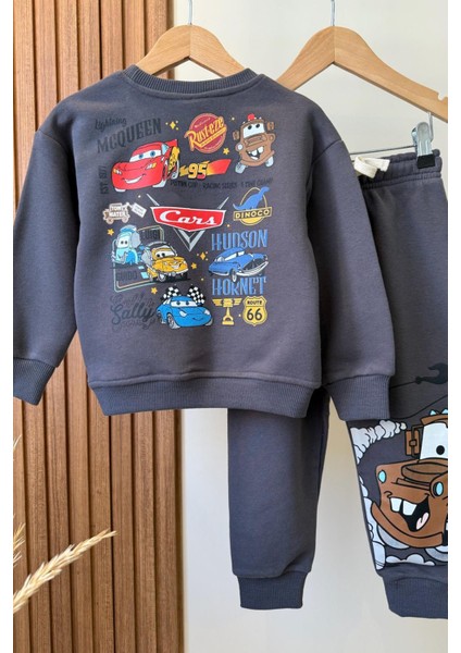 Erkek Çocuk Baskılı 3 Iplik Pamuklu Kumaş Alt Üst Takım modelleri