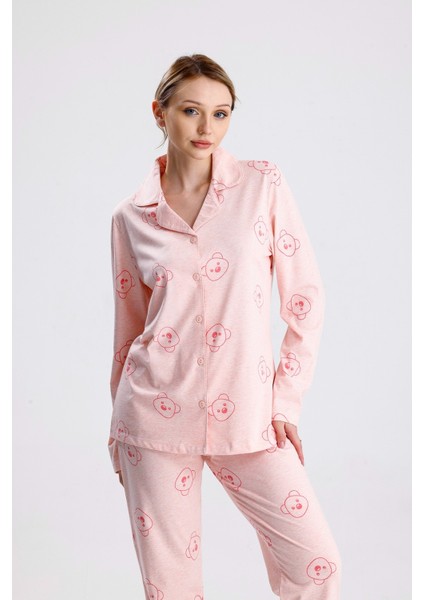 Ayıcık Desen Pamuk Kadın Pijama Takım
