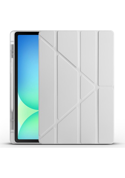 Galaxy Tab S10 Fe Plus Uyumlu Tri Folding Kalem Bölmeli Standlı Kılıf Gri fiyatları