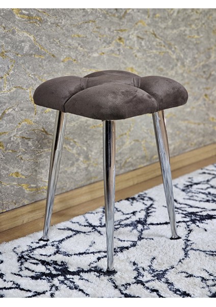 Kare Krom Kaplama Konik Ayaklı Tabure - Oturak - Bar Taburesi - Ayaklı Tabure Kahverengi Renk 48 x 33 Boyut/ebat