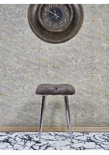 Kare Krom Kaplama Konik Ayaklı Tabure - Oturak - Bar Taburesi - Ayaklı Tabure Kahverengi Renk 48 x 33 Boyut/ebat fiyatları