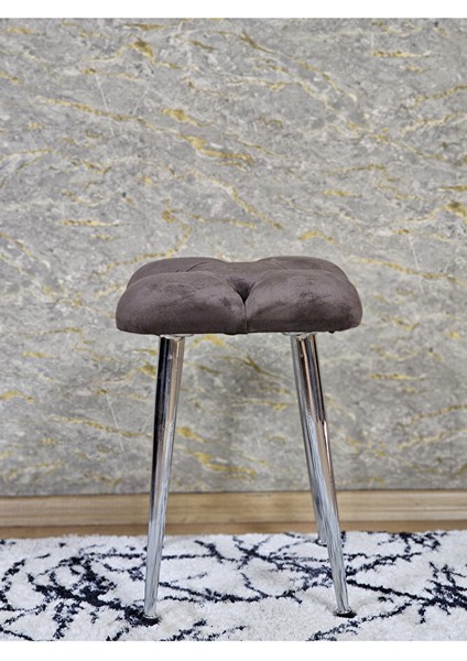 Kare Krom Kaplama Konik Ayaklı Tabure - Oturak - Bar Taburesi - Ayaklı Tabure Kahverengi Renk 48 x 33 Boyut/ebat modelleri