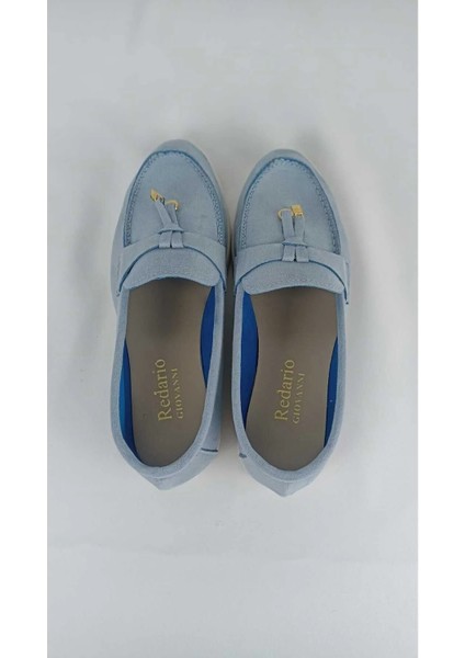 Kadın Mavi Süet Babet