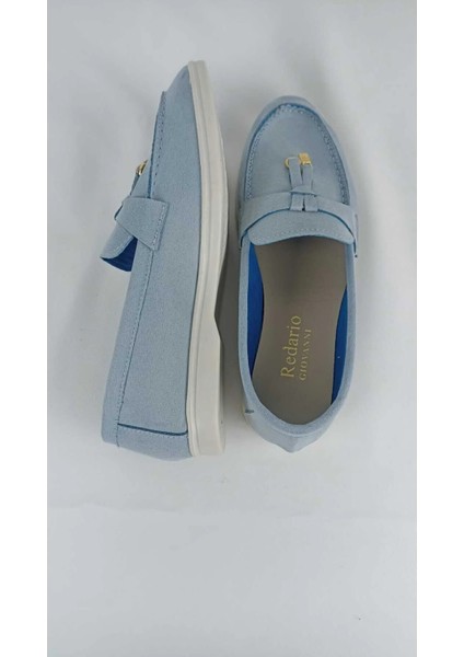 Kadın Mavi Süet Babet modelleri