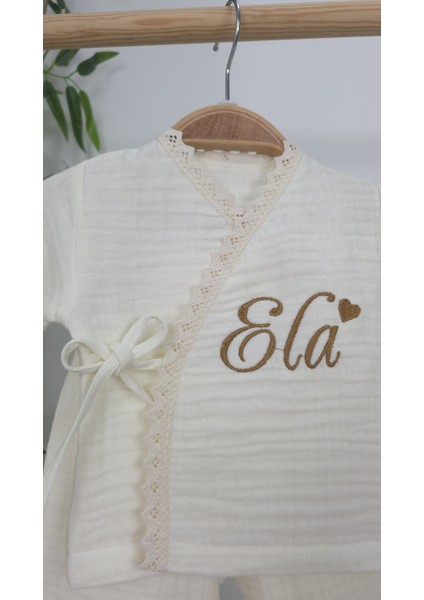 Müslin Yeni Doğan 4katlı Organik %100PAMUK Kişiye Özgü Nakışlı Hastane Çıkış Seti (Kalpli Model-3) fiyatları