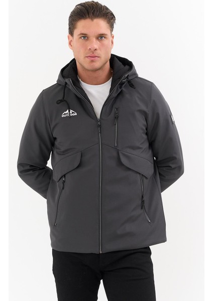 Erkek Gri Outdoor Su Itici Kapüşonlu Kaban – Rüzgar Geçirmez, Hafif ve dayanıklı