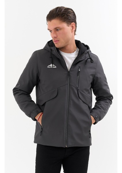 Erkek Gri Outdoor Su Itici Kapüşonlu Kaban – Rüzgar Geçirmez, Hafif ve dayanıklı fiyatları