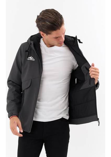 Erkek Gri Outdoor Su Itici Kapüşonlu Kaban – Rüzgar Geçirmez, Hafif ve dayanıklı modelleri