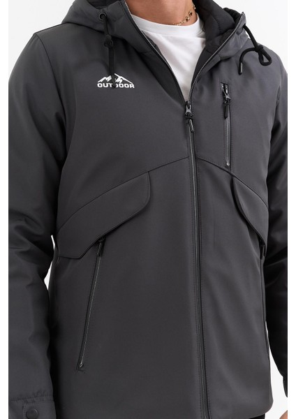 Erkek Gri Outdoor Su Itici Kapüşonlu Kaban – Rüzgar Geçirmez, Hafif ve dayanıklı indirimleri
