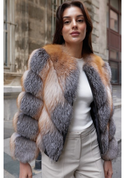 Maison Royale Hakiki Tilki Kürkü Kadın Mont Çok Renkli