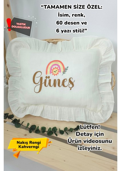 Müslin Yeni Doğan 4katlı Organik %100PAMUK Kişiye Özgü Nakışlı Hastane Çıkış Seti(Gökkuşağı Model-3)