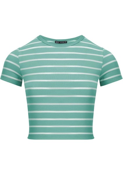 Kadın 3'lü Paket Kısa Kollu Bisiklet Yaka Crop modelleri