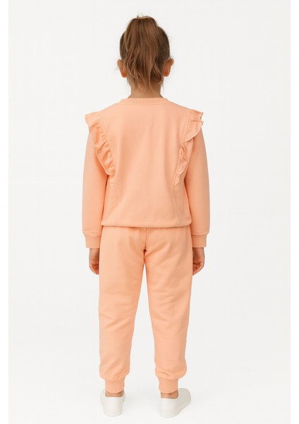 Kız Çocuk 2’li Eşofman Takımı – Fırfır Detaylı Üst, Şeftali Renk, Mevsimlik Rahat Kumaş | Kr Kids Boutique fırsatları