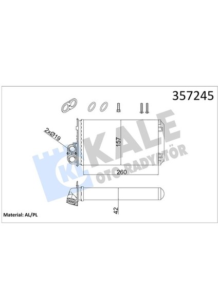 Kalorifer Renault Trafıc Iı-Opel Vıvaro A-Nıssan Prımastar 1.9/2.0/2.5dcı 01 Conta Ilaveli Al/mknk 260X157X42 93198689