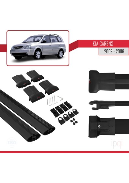 Kia Carens Post-Facelift 2002-2006 Arası ile Uyumlu Fly Model Ara Atkı Tavan Barı Siyah 2 Adet indirimleri