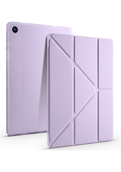 Galaxy Tab A9 Plus Uyumlu Tri Folding Kalem Bölmeli Standlı Kılıf Lila