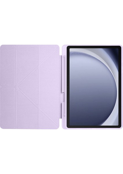 Galaxy Tab A9 Plus Uyumlu Tri Folding Kalem Bölmeli Standlı Kılıf Lila modelleri