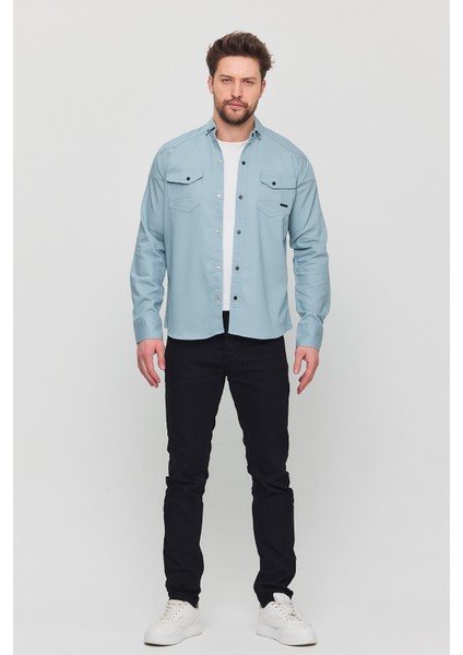 Erkek Gömlek Slim Fit Erkek Kot Gömlek