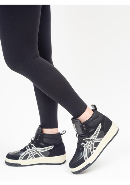 E-2049 Hi Air Force Siyah Gri Kadın Bilekli Sneaker Spor Ayakkabı modelleri