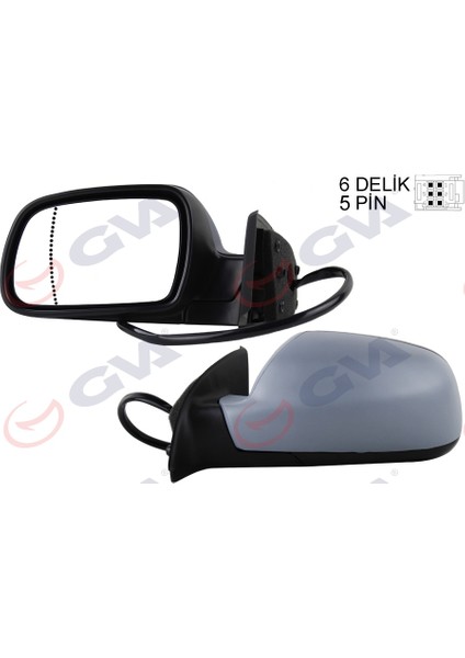 Dış Dikiz Aynası Sol 307 02 Elektrikli Isıtmalı Astarlı Asferik 5 Fiş VM-207EHPAL