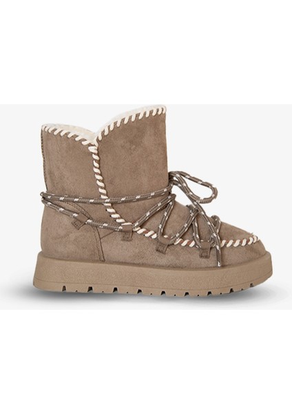 219851141-32S Kadın Yumuşak Rahat Kürklü Bot - Tekstil Süet Kışlık Vizon Bot indirimleri
