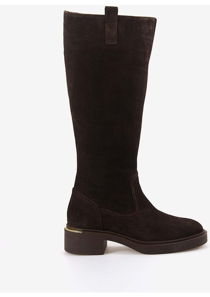 Hakiki Deri Kadın Kahverengi Süet Çizme 51426