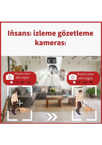 Iç ve Dış Mekan Wifi Güvenlik Kamerası|2k Qhd|tam Renkli Gece Görüşü|| 360° Görünüm | Aı Insan Algılama fırsatları