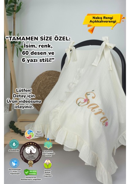 Müslin Yeni Doğan 4katlı Organik %100PAMUK Kişiye Özgü Nakışlı Hastane Çıkış Seti (Papatya Model-13)