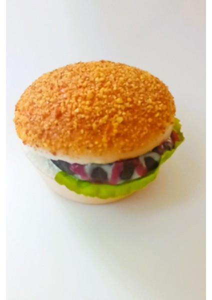 Yapay Yuvarlak Hamburger Buzdolabı Magnet Yumuşak Üç Boyutlu Ekmek Hediyelik Dekor modelleri