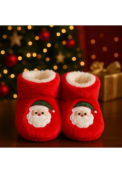 Bebek & Çocuk Kaydırmaz Tabanlı Ev Botu / Panduf / Kışlık Peluş Bot / Noel Baba Desenli fiyatları