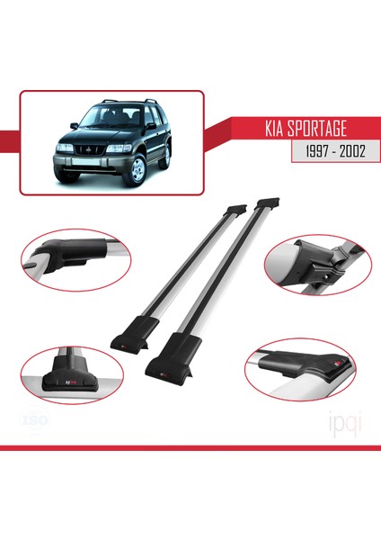 Kia Sportage 1997-2002 Arası ile Uyumlu Fly Model Ara Atkı Tavan Barı Gri 2 Adet modelleri