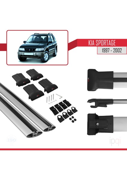 Kia Sportage 1997-2002 Arası ile Uyumlu Fly Model Ara Atkı Tavan Barı Gri 2 Adet indirimleri