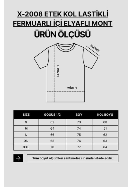 X-2008 Etek Kol Lastikli Fermuarlı Içi Elyaflı Mont indirimleri